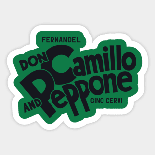 Don Camillo and Peppone Typography Design - Classic Italian Cinema Art Sticker